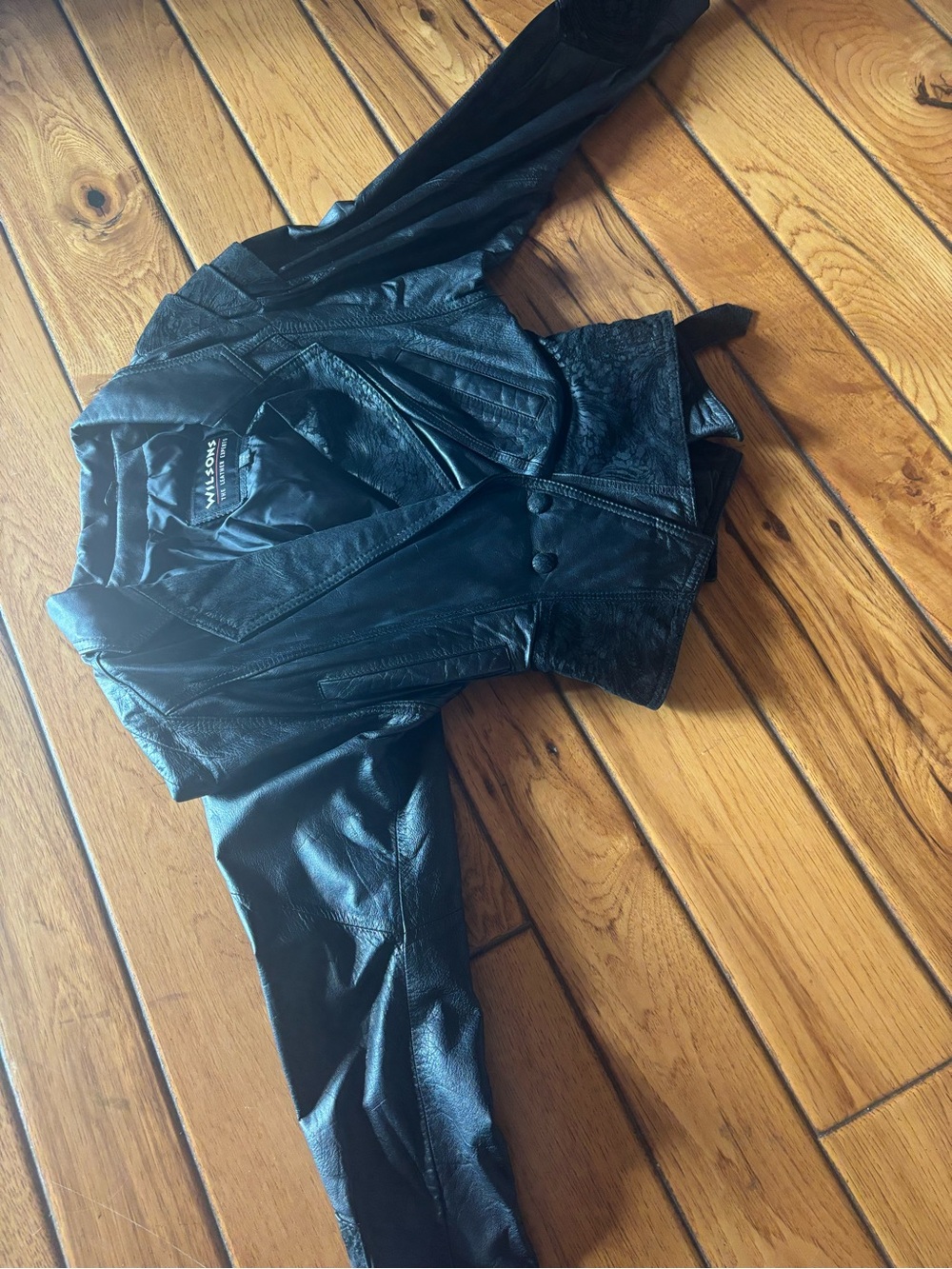 Wilson Black Cropped Leather Moto Jacket